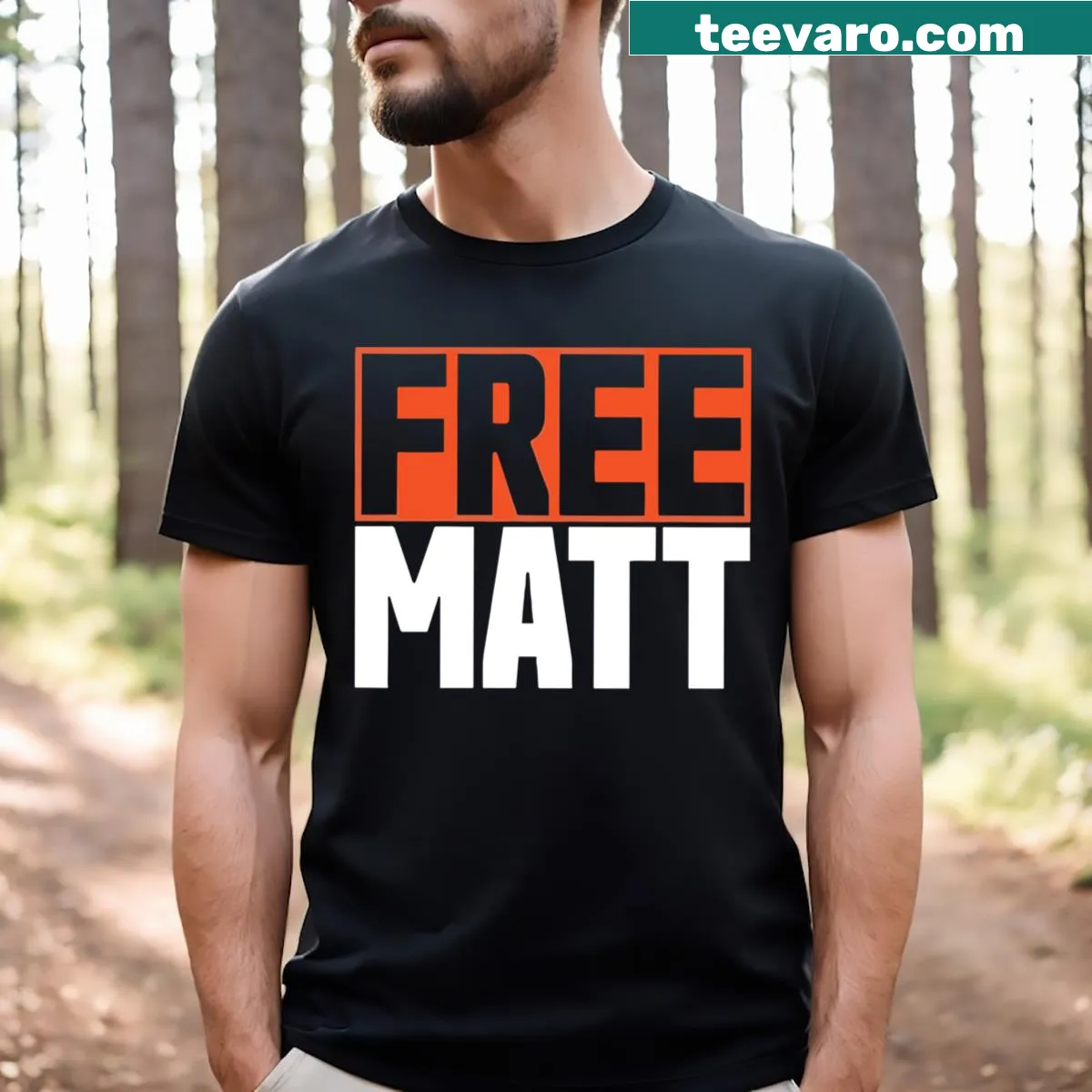 Essential tee with 'Free Matt Cincinnati' bold typography print — on a men's t-shirt