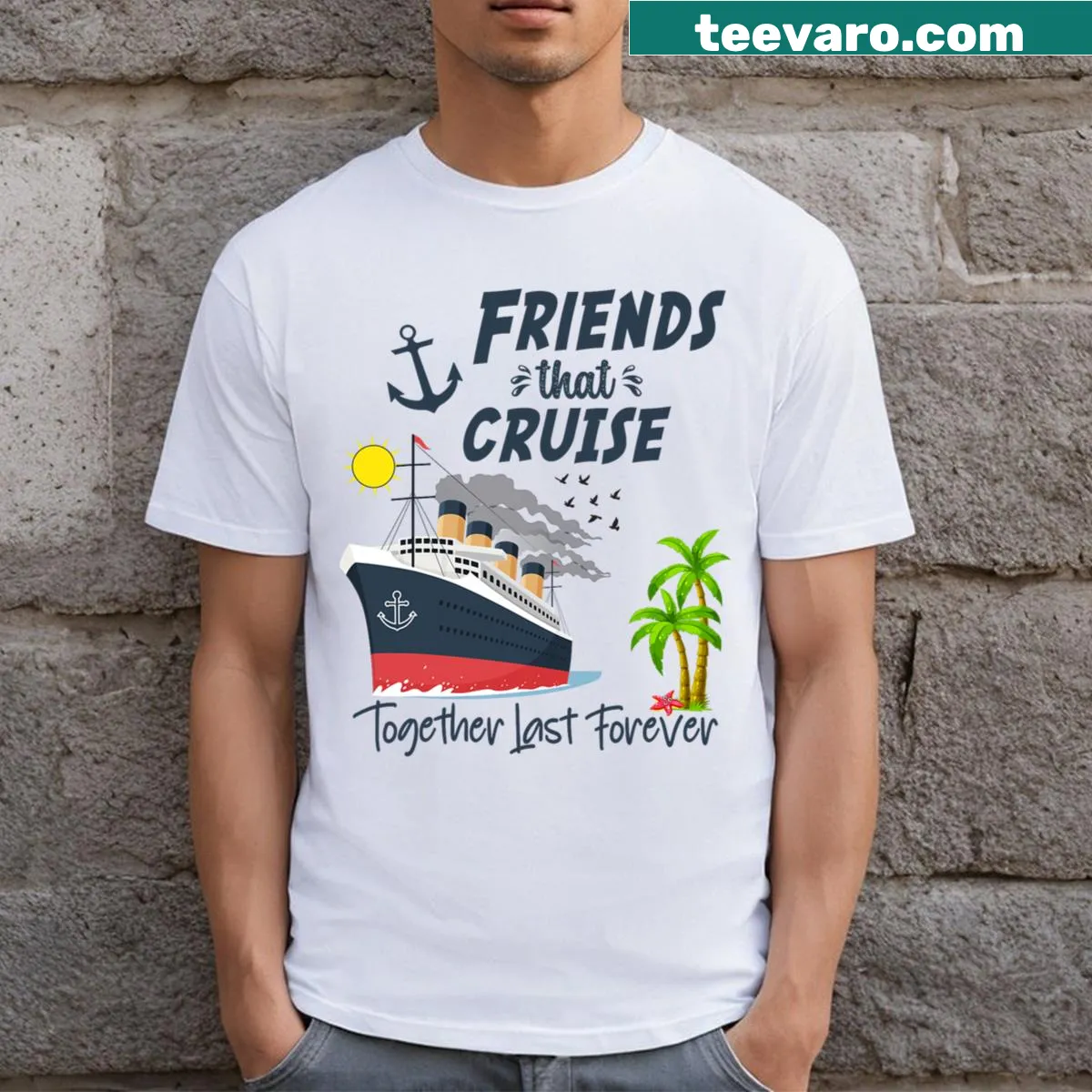 Text design 'Friends Cruise Together 2024' on a T-shirt — on a men's t-shirt