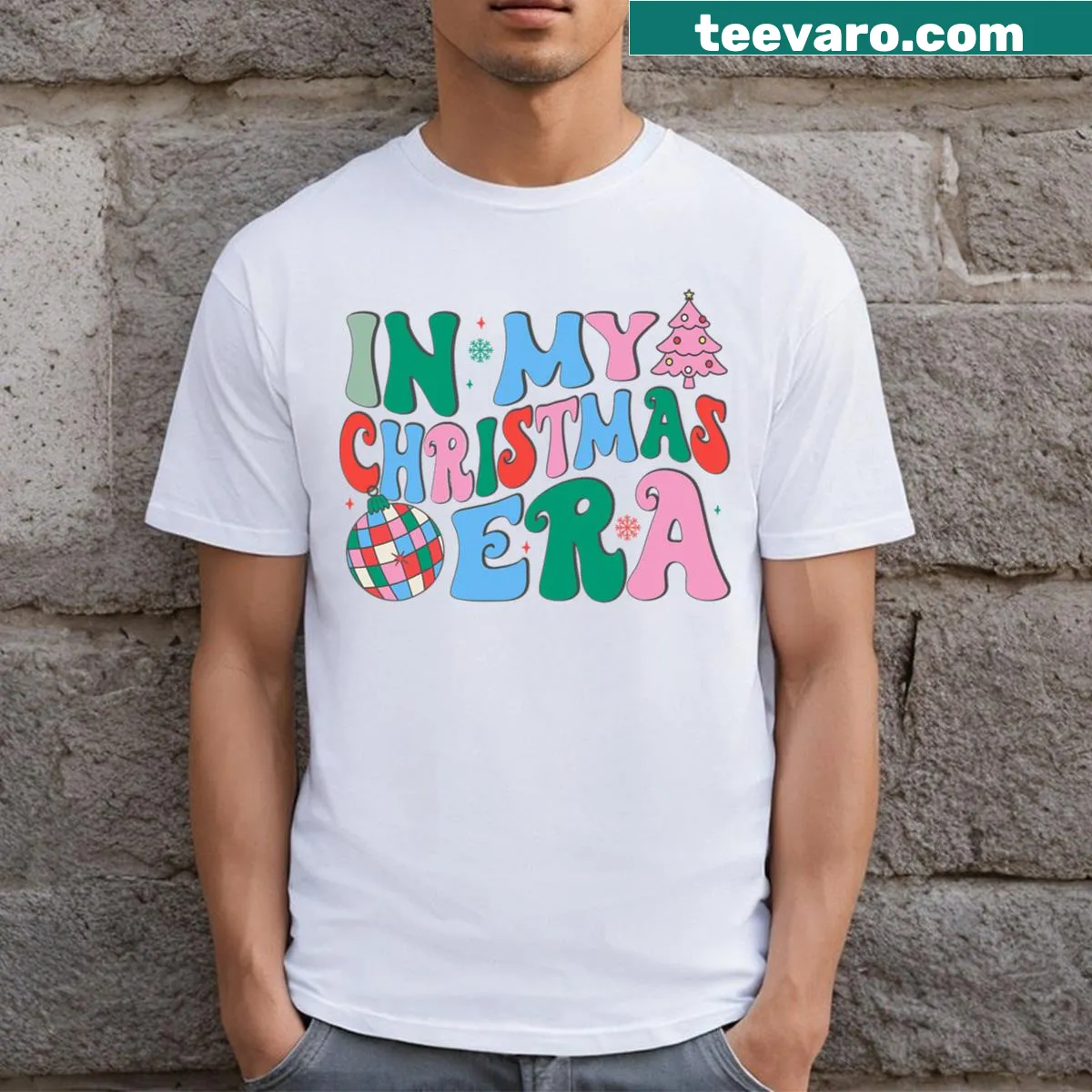 Funny Christmas-themed T-shirt with a humorous slogan — on a men's t-shirt