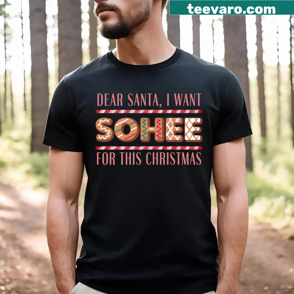 Christmas-themed T-shirt expressing desire for Sohee — on a men's t-shirt