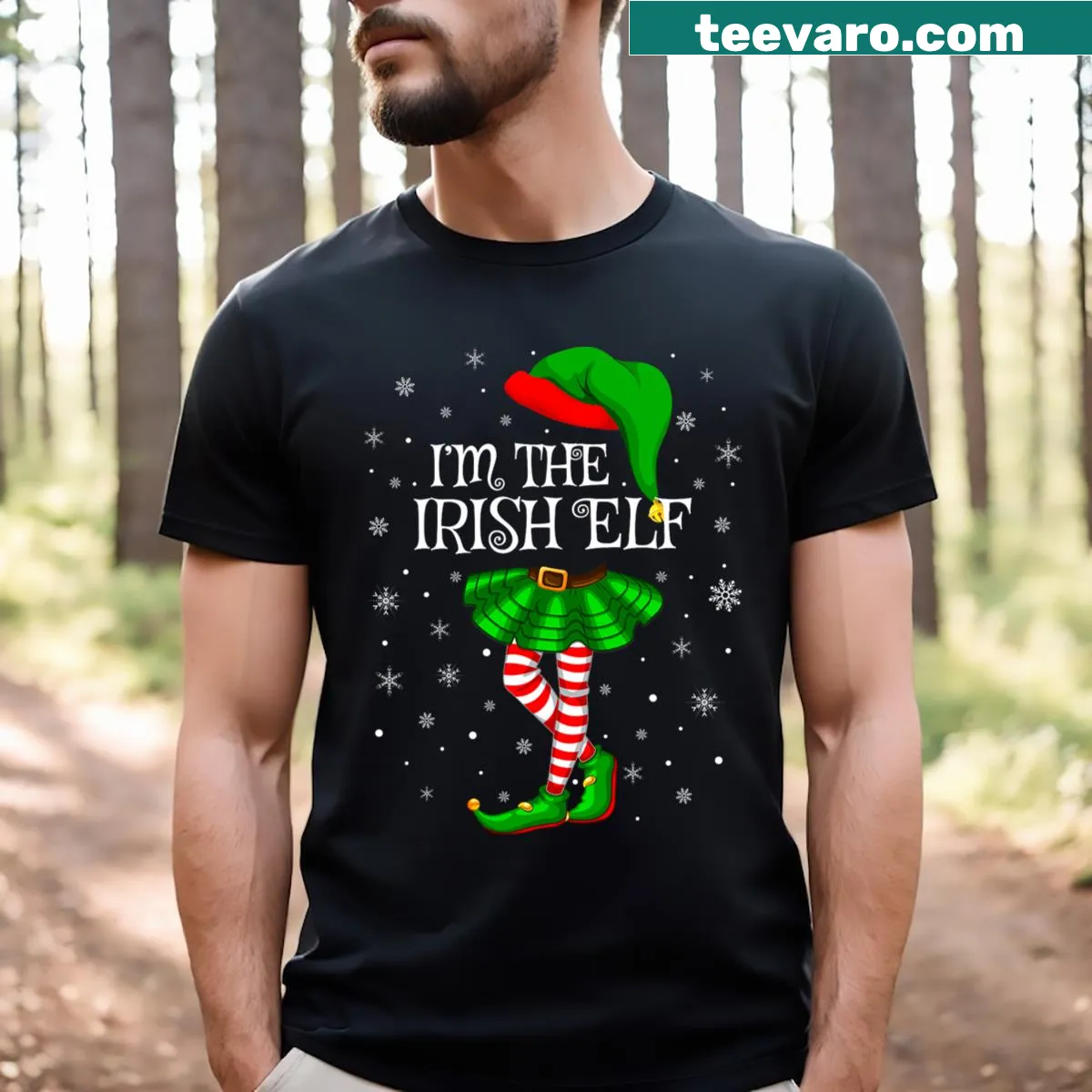 Cute Christmas elf illustration on a girls' T-shirt — on a men's t-shirt