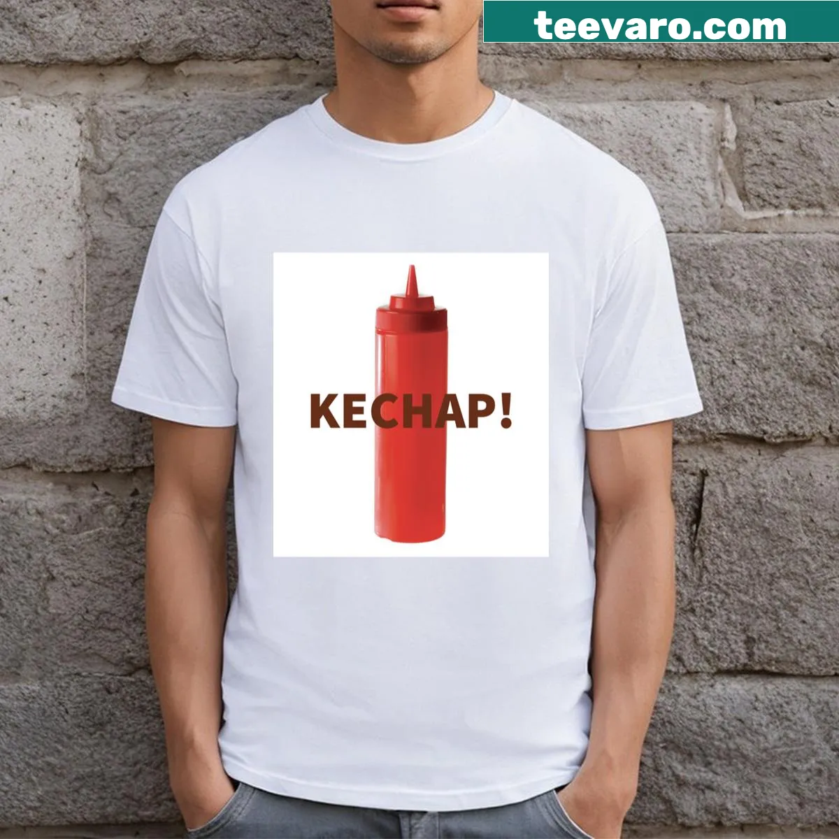 Funny Kechap T-shirt with bold text. — on a men's t-shirt