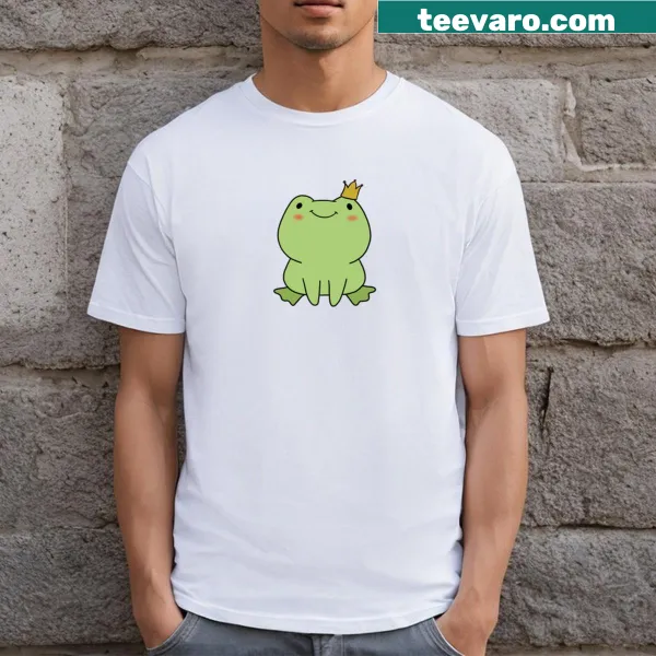 Illustration of a crowned frog as a king on a T-shirt