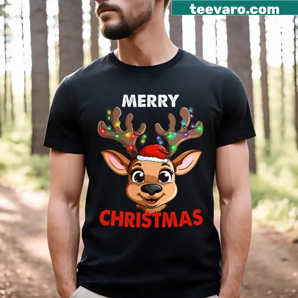Men's Christmas T-shirt with festive reindeer design