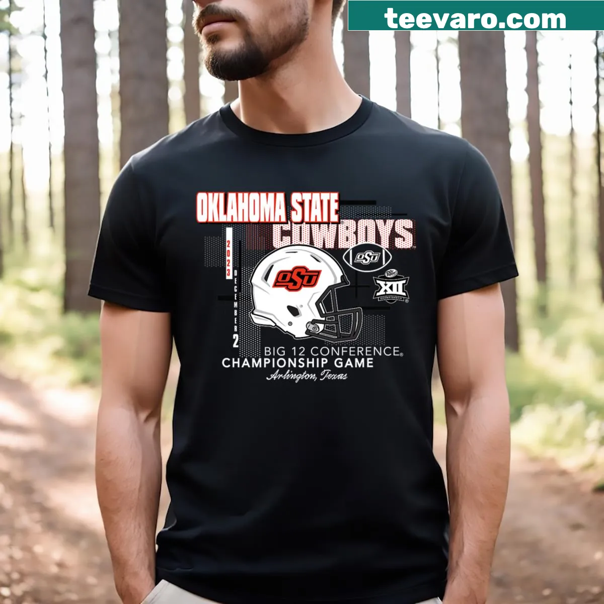 Oklahoma State Cowboys Championship T-shirt with team logo — on a men's t-shirt