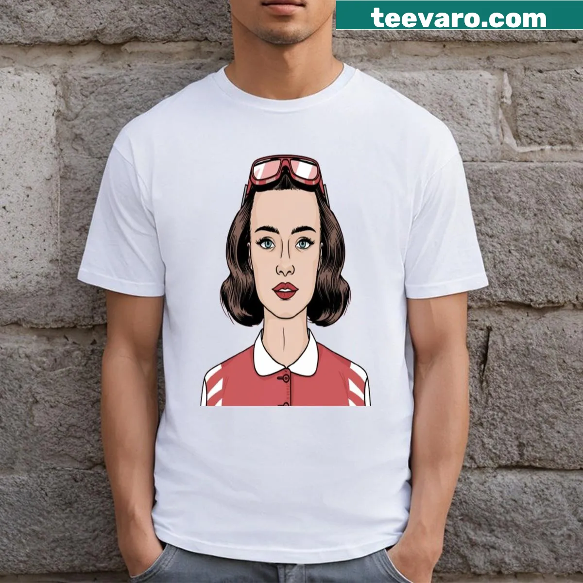 Vintage-inspired Femme Powerhouse graphic t-shirt — on a men's t-shirt