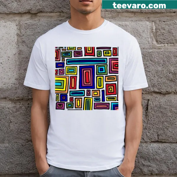 Abstract retro rectangle design T-shirt with a minimalist style