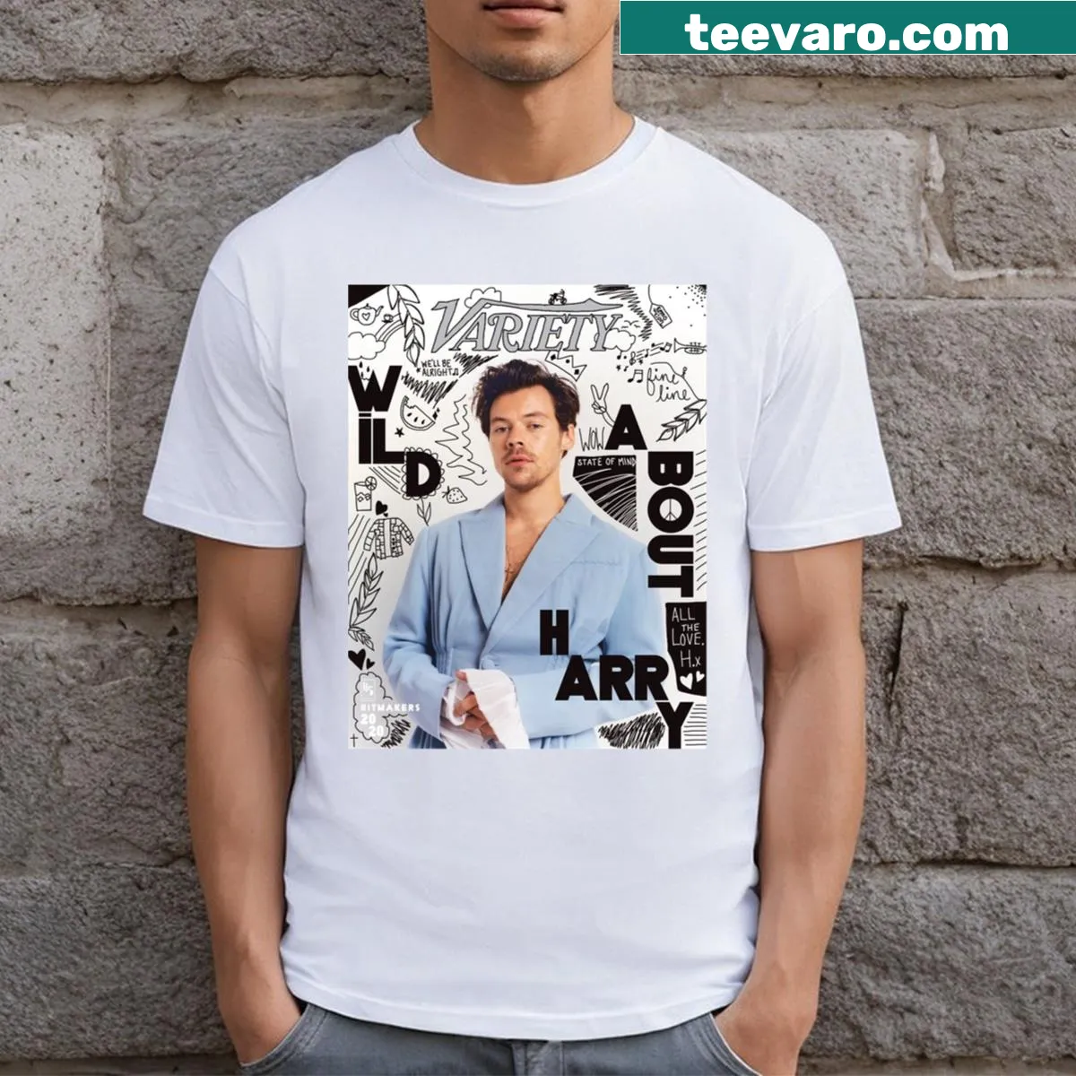 Playful illustration on Rhythmic Reverie Expressing Hharry t-shirt. — on a men's t-shirt