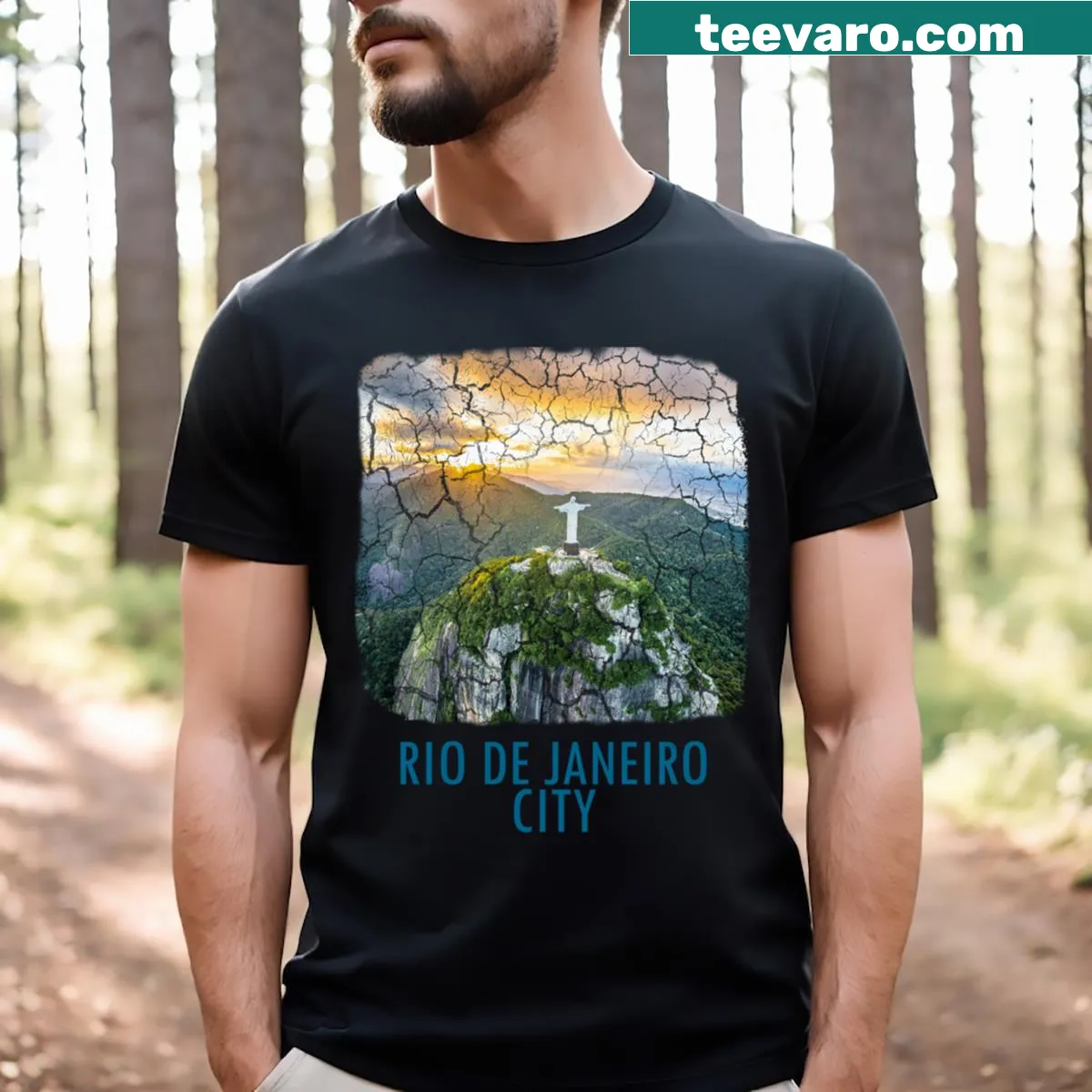 Vintage travel poster design on Rio De Janeiro Essential t-shirt. — on a men's t-shirt