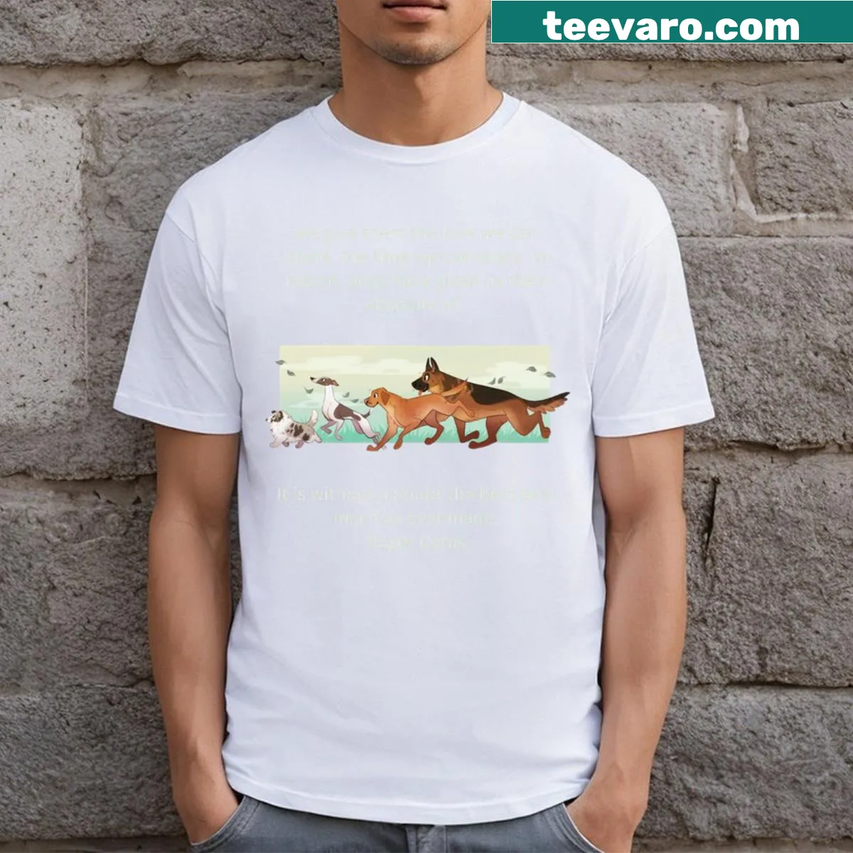 Inspirational Roger Caras quote about pets on a t-shirt — on a men's t-shirt