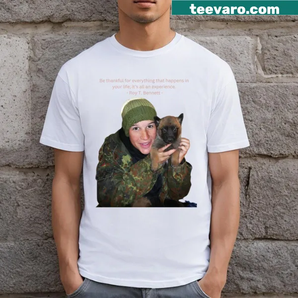 Inspirational quote about gratitude by Roy T Bennett on t-shirt