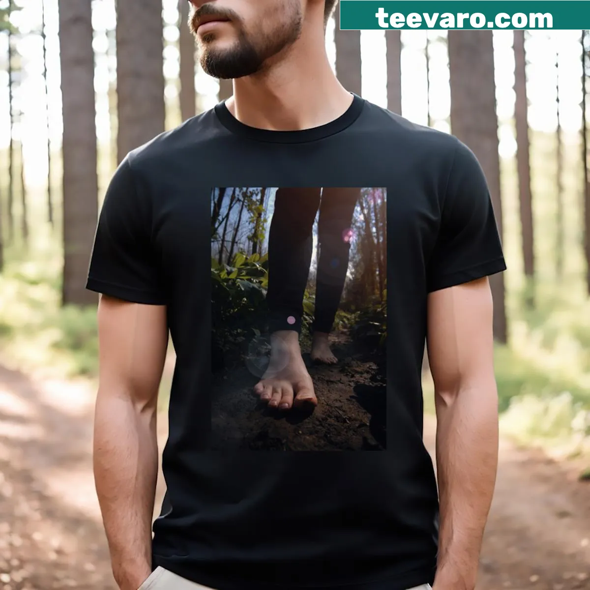 Minimalist T-shirt with abstract typography design — on a men's t-shirt