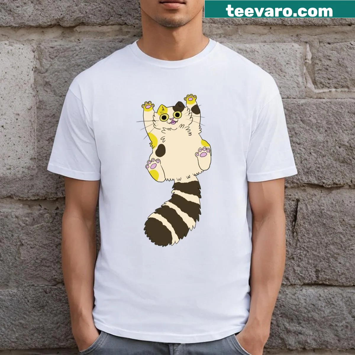 Cute t-shirt featuring an adorable illustrated kitty design — on a men's t-shirt