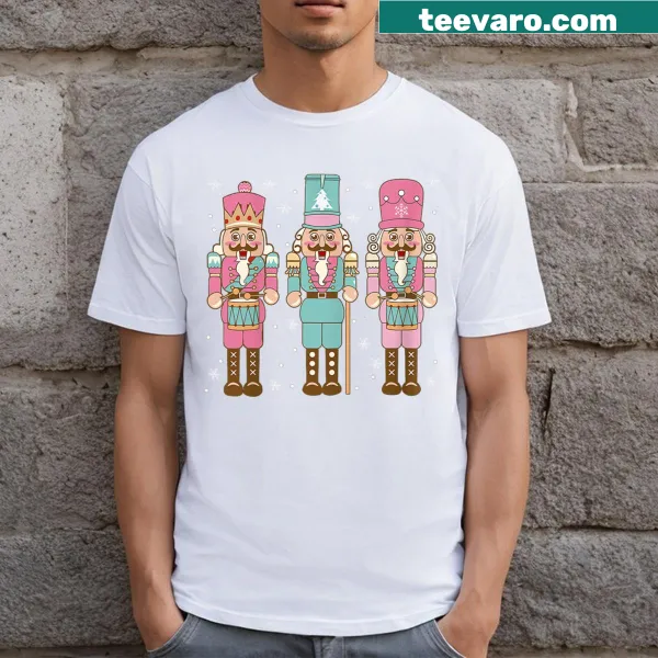 Kids pink Christmas t-shirt with vintage Nutcracker design