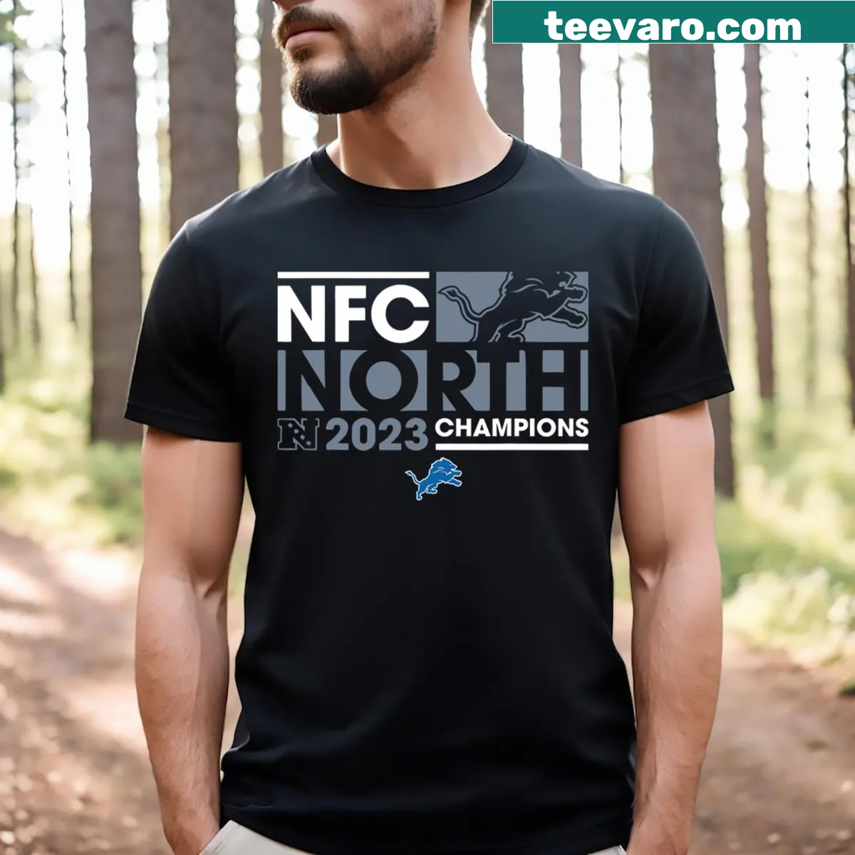 Detroit NFC North Champions T-shirt with bold text — on a men's t-shirt