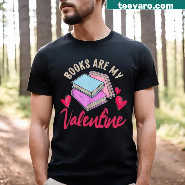 Typographic shirt celebrating books as valentines for librarians