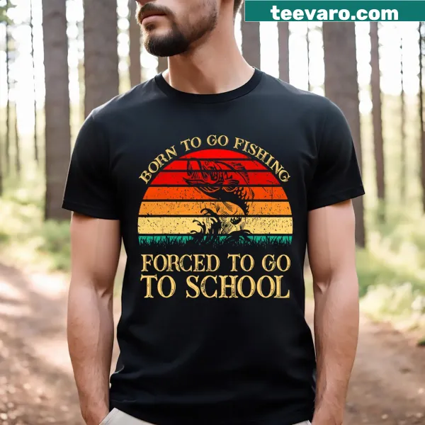 Vintage fishing t-shirt for kids with 'Born To Go Fishing' text