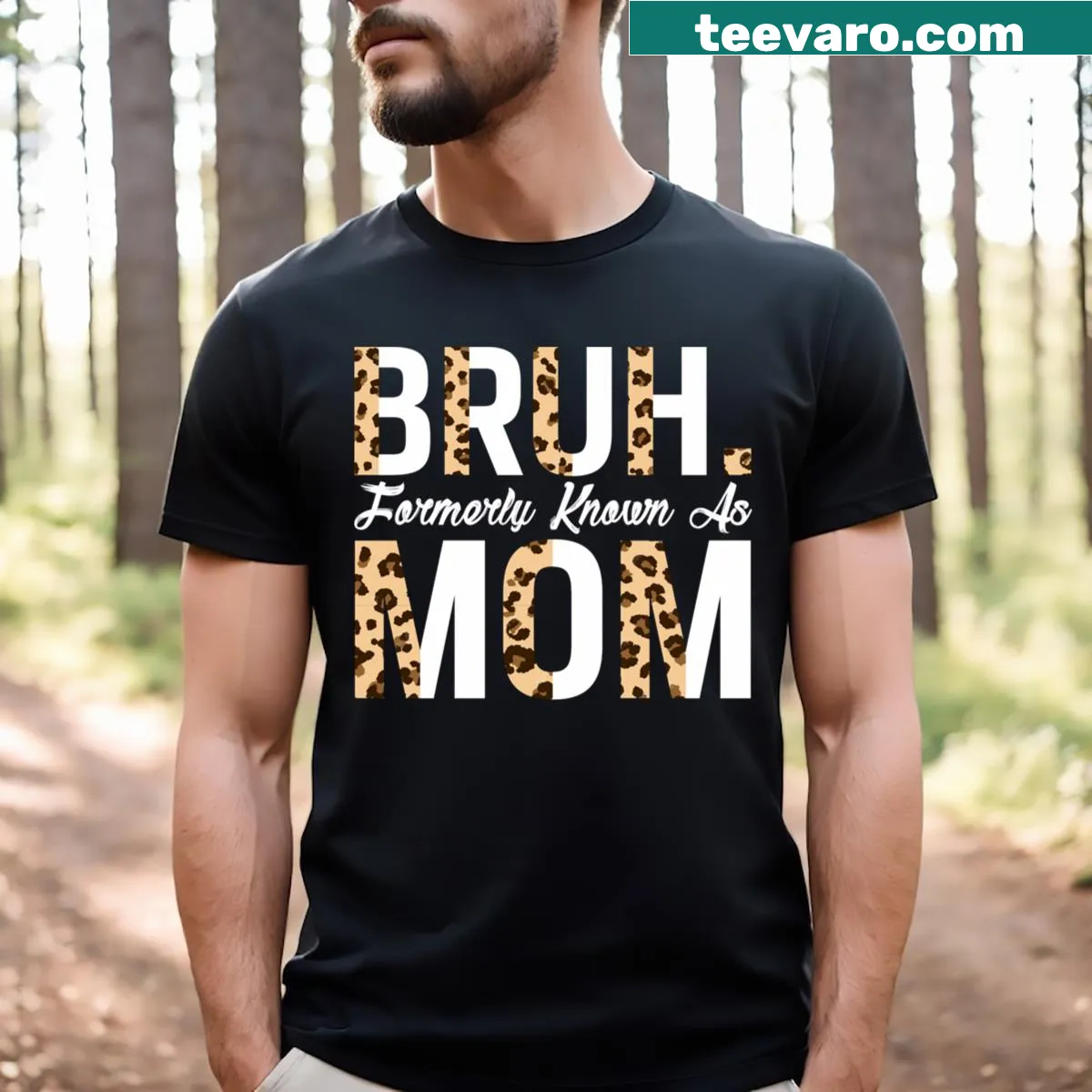 Playful typography shirt for moms celebrating motherhood — on a men's t-shirt