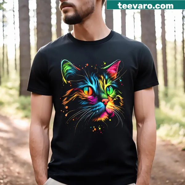 Cartoon cat design on a T-shirt for cat lovers