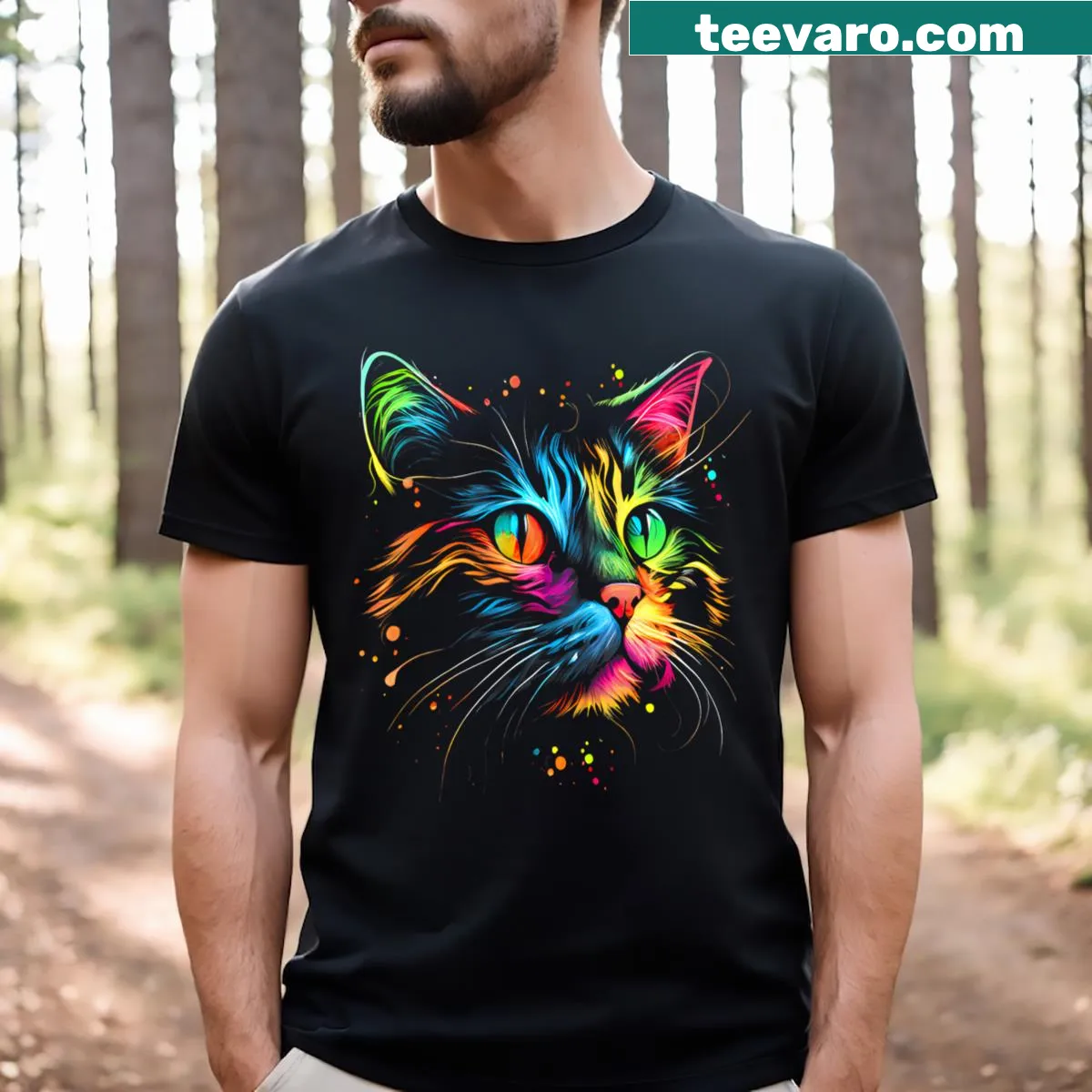 Cartoon cat design on a T-shirt for cat lovers — on a men's t-shirt