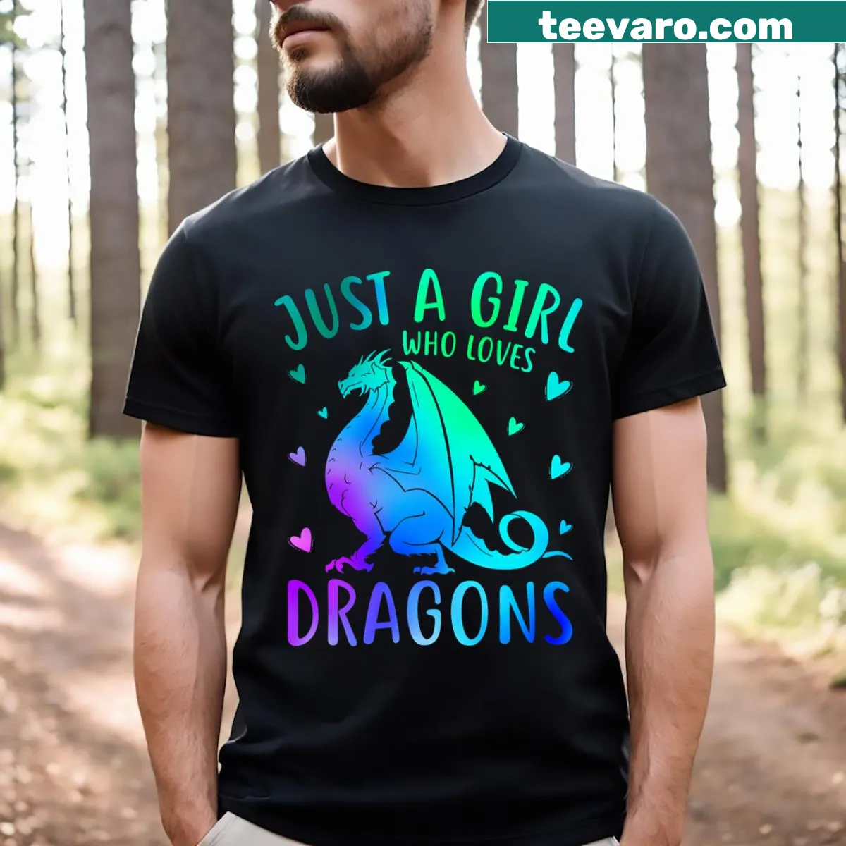 T-shirt with a cute slogan about loving dragons and girls — on a men's t-shirt