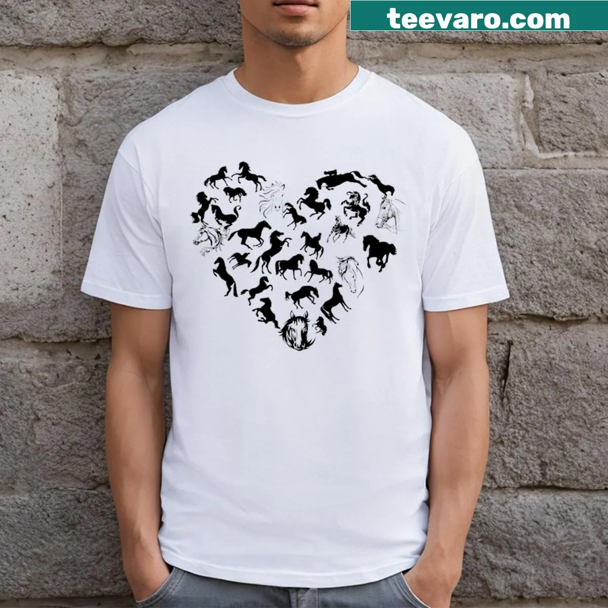 Heart-shaped horse illustration on Equestrian T-shirt — on a men's t-shirt