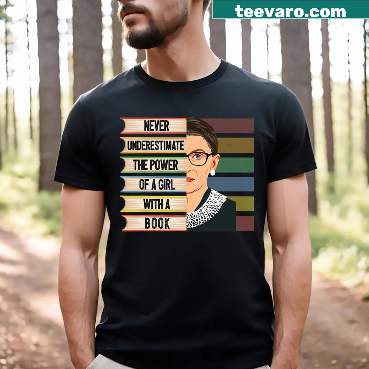 Ruth Bader Ginsburg graphic t-shirt with inspiring quote — on a men's t-shirt