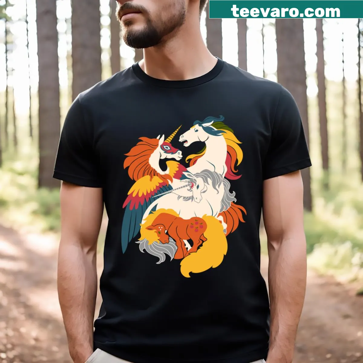 Nostalgic t-shirt depicting the Four Horses of the Nostalgialypse — on a men's t-shirt