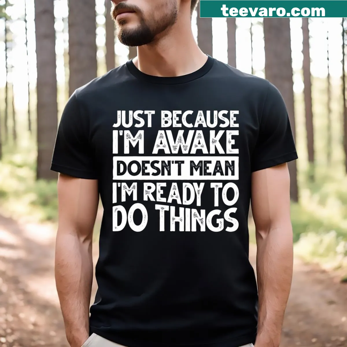 Graphic t-shirt featuring funny sayings for all ages — on a men's t-shirt