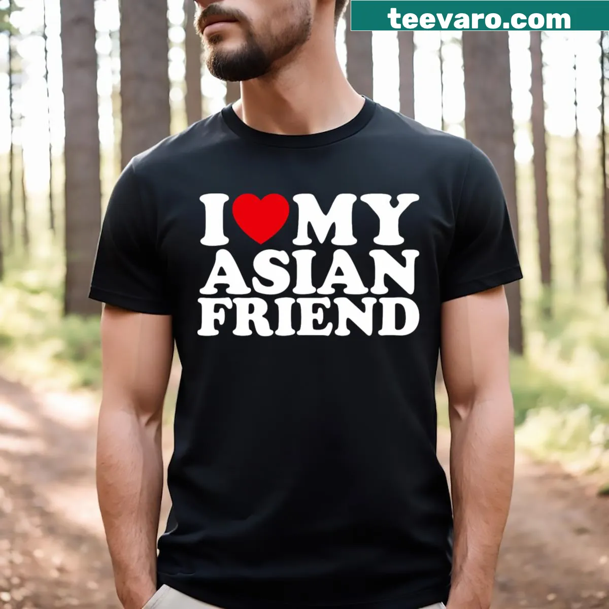T-shirt expressing love for an Asian friend with heart graphic — on a men's t-shirt