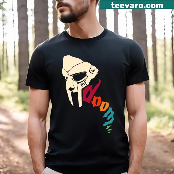 Retro MF Doom T-shirt with bold typography and iconic imagery