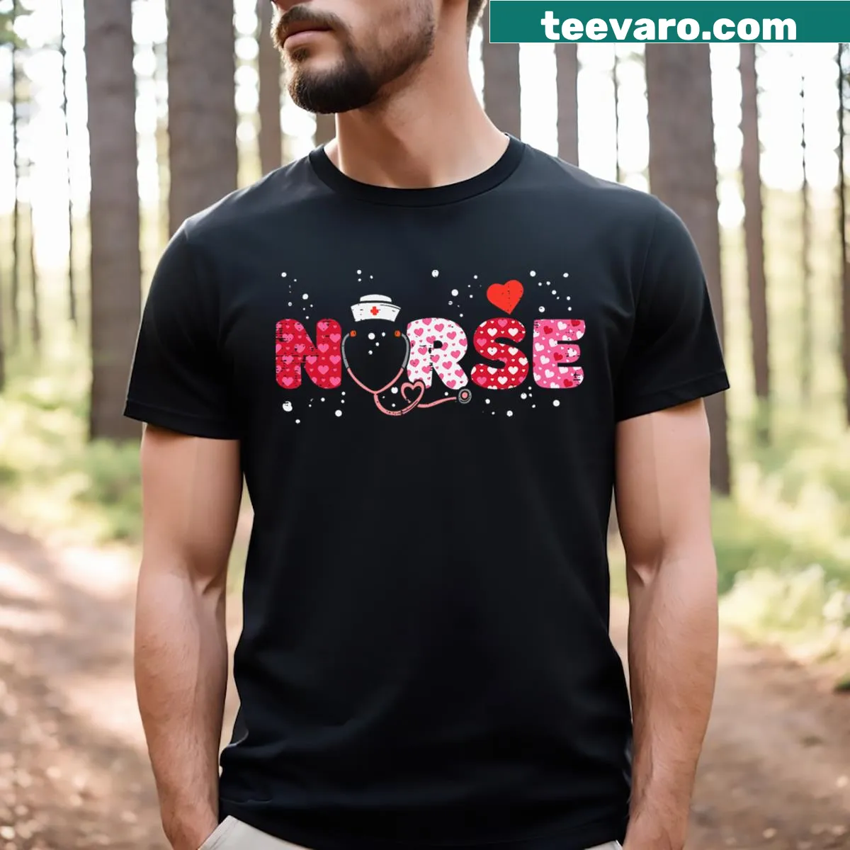 Valentine's themed nurse t-shirt with playful text — on a men's t-shirt