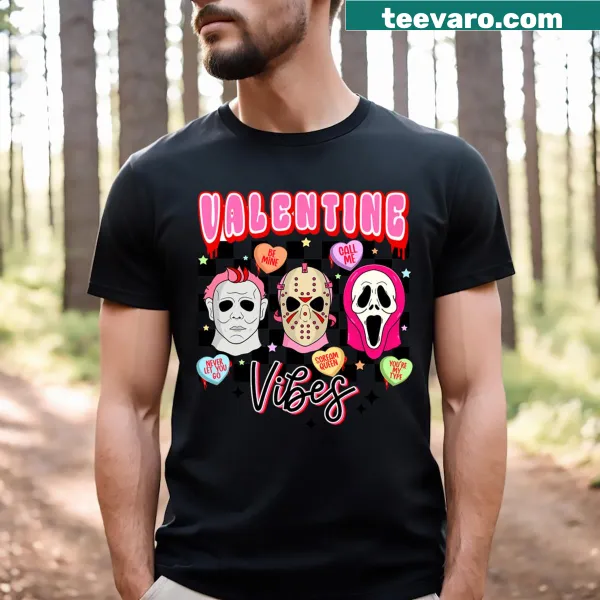 Retro horror characters Valentine-themed t-shirt