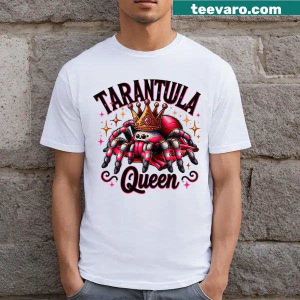 Tarantula-themed t-shirt with playful 'Tarantula Queen' design