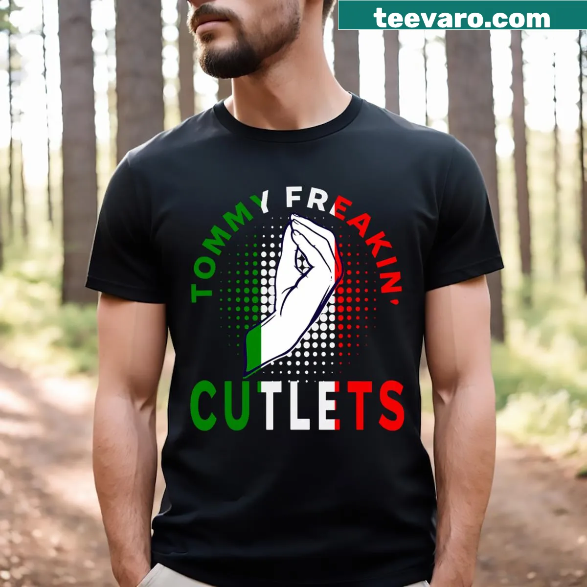 Funny T-shirt with humorous text about New Jersey culture — on a men's t-shirt