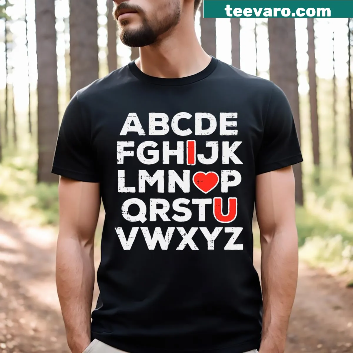 Kids' t-shirt with 'Love You' alphabet graphic for Valentine's Day — on a men's t-shirt
