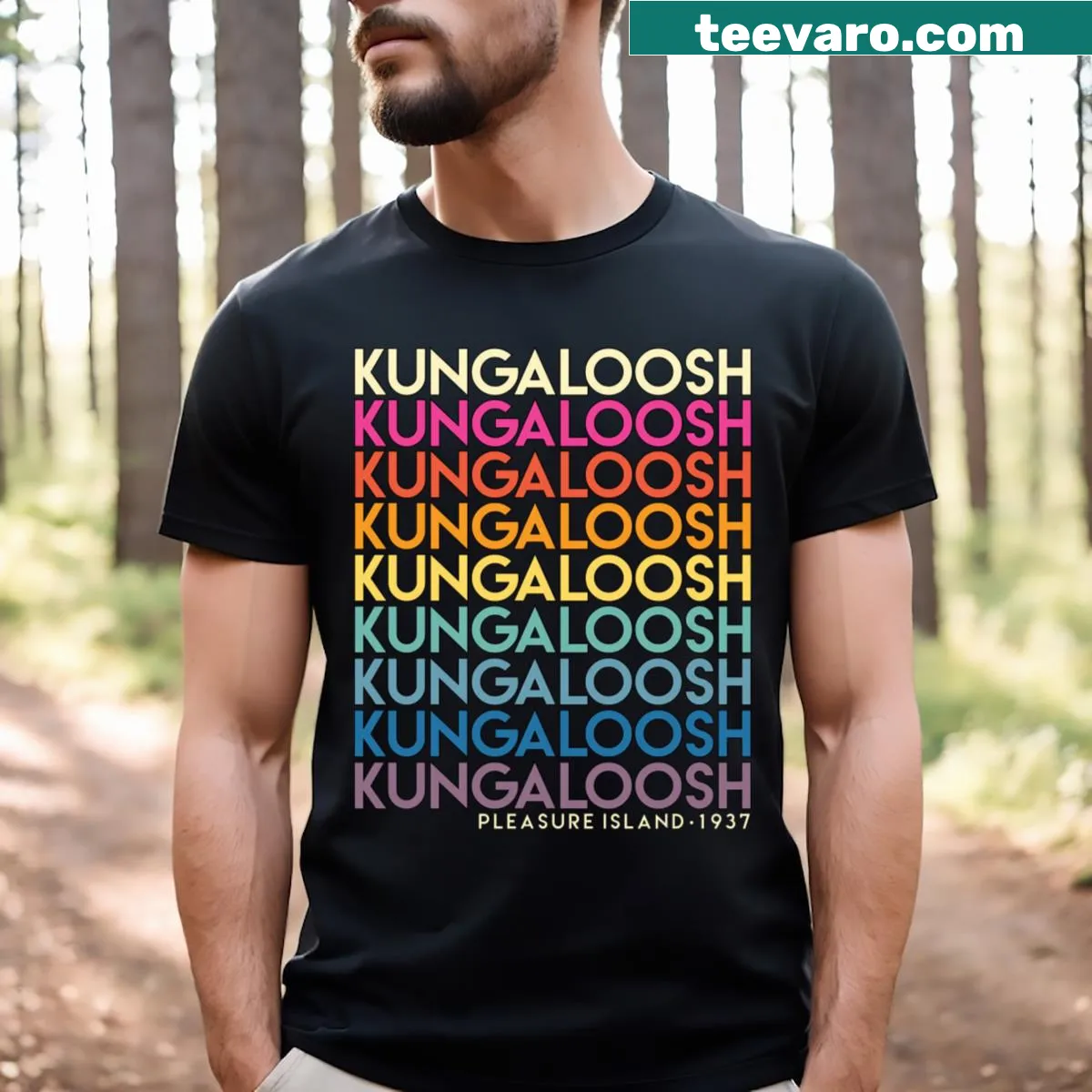 Vintage Kungaloosh 1937 t-shirt with nostalgic design — on a men's t-shirt