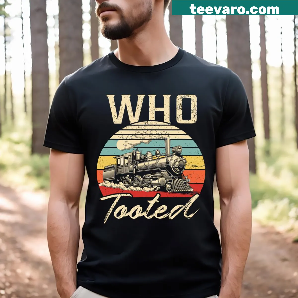 Funny vintage train lover t-shirt with playful slogan — on a men's t-shirt
