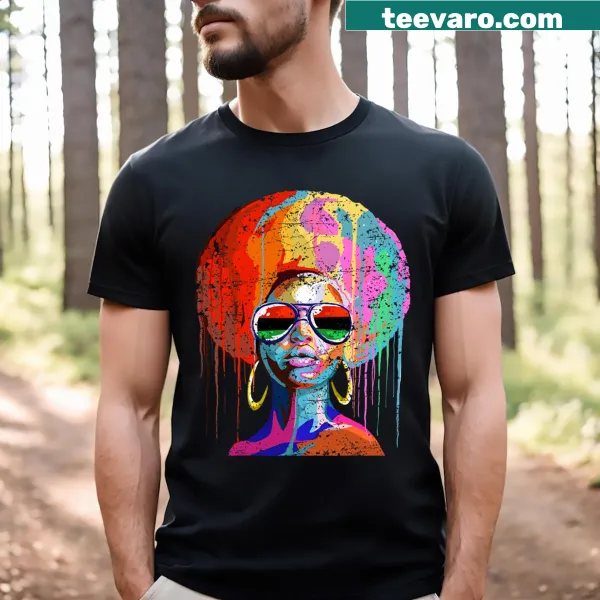 Illustrative design Black Queen T-shirt with melanin drips