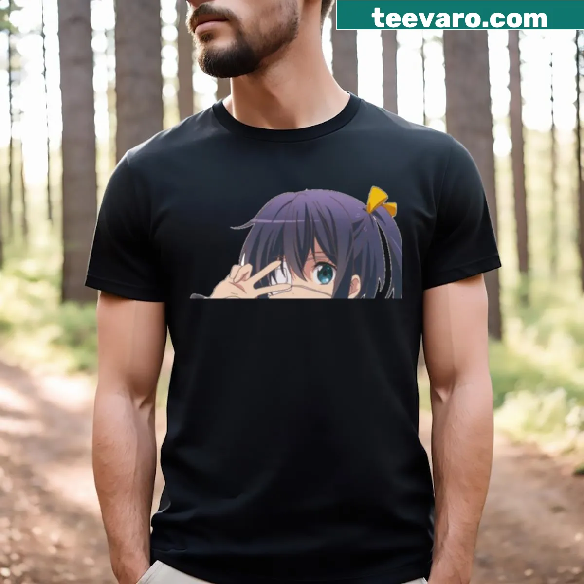 Christmas T-shirt featuring Japan-inspired anime manga design — on a men's t-shirt