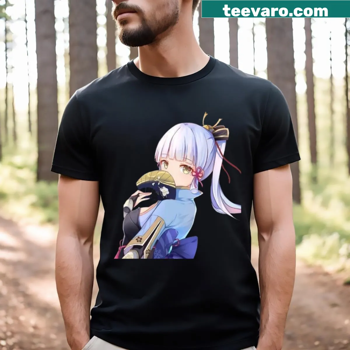 Anime Manga Christmas T-shirt featuring festive characters and elements — on a men's t-shirt