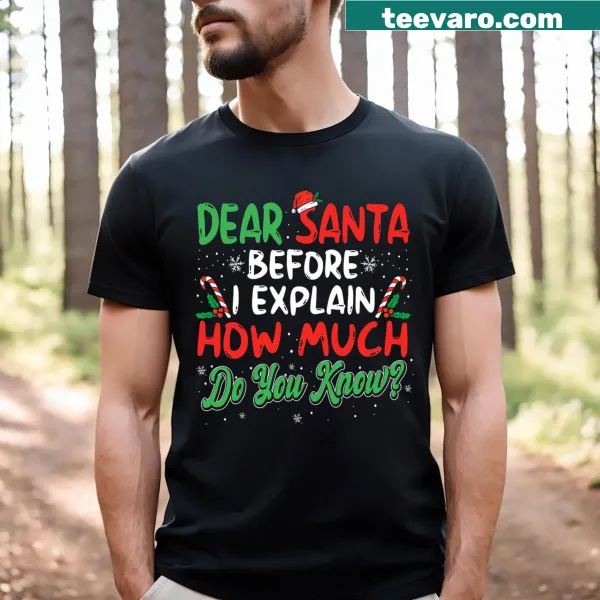 Funny Christmas T-shirt with 'Dear Santa I Can Explain' text