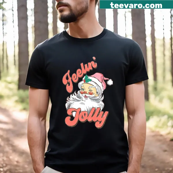 Feeling Jolly Christmas T-shirt with retro music design
