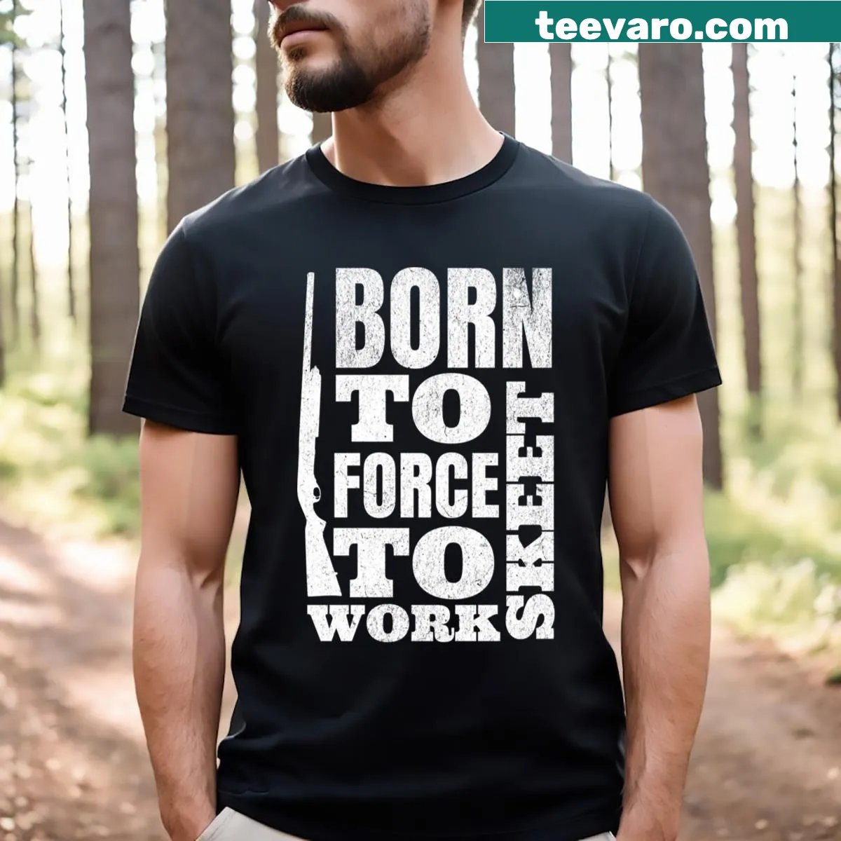 Humorous vintage-style skeet shooting t-shirt with a clever phrase — on a men's t-shirt