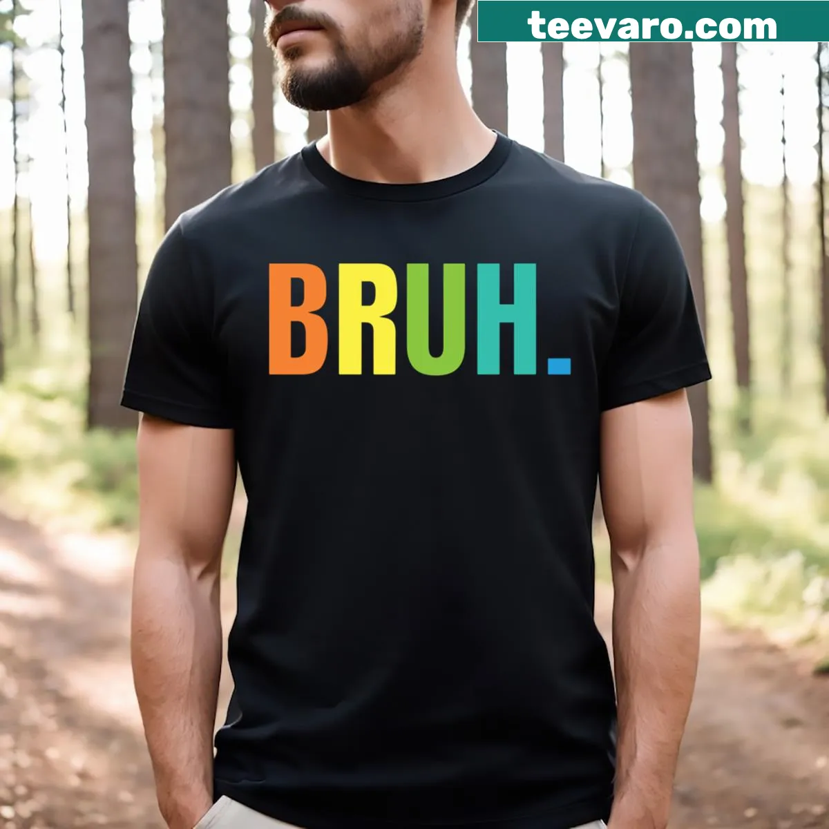 Funny t-shirt with the word 'Bruh' in bold text — on a men's t-shirt