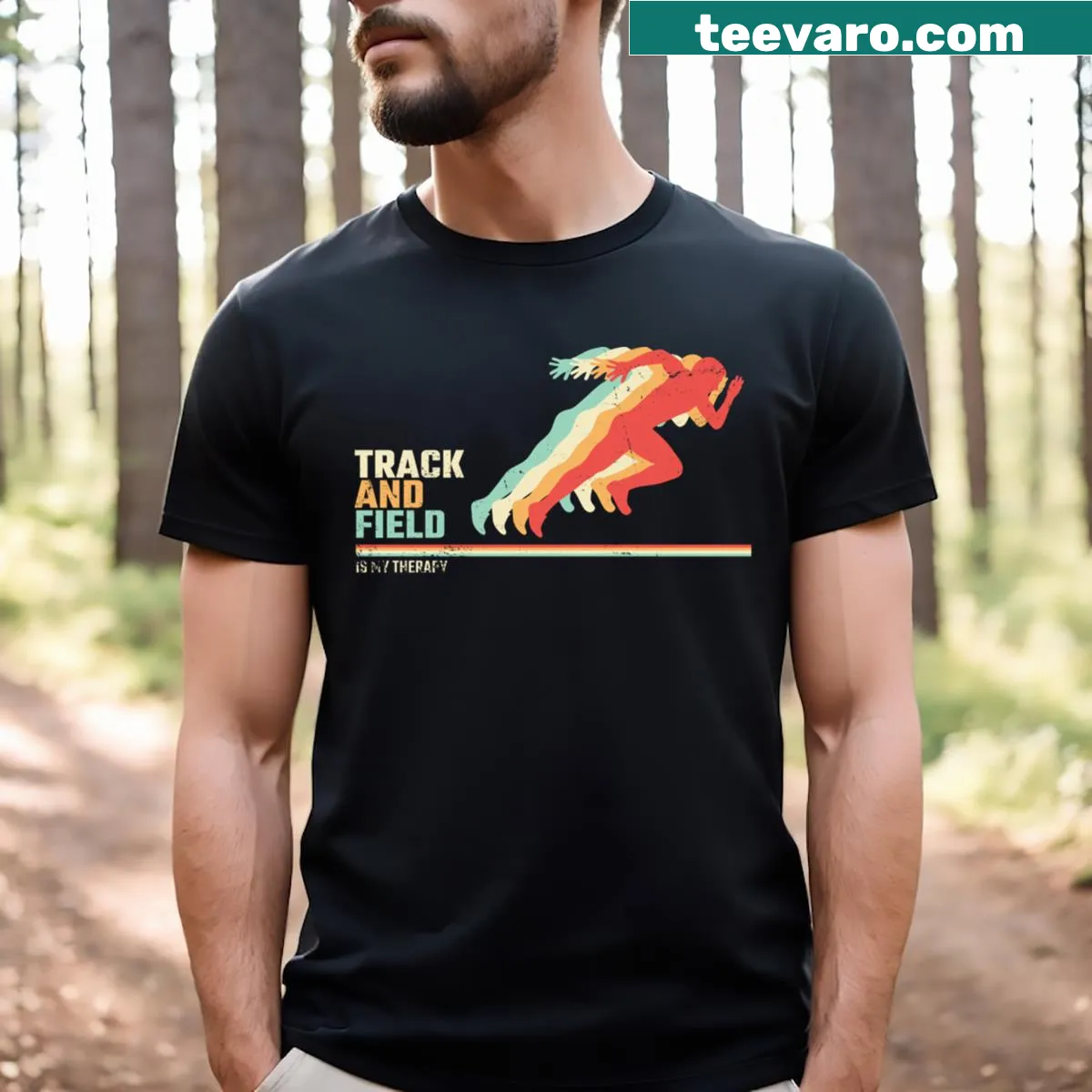 Funny track and field quotes t-shirt for men — on a men's t-shirt