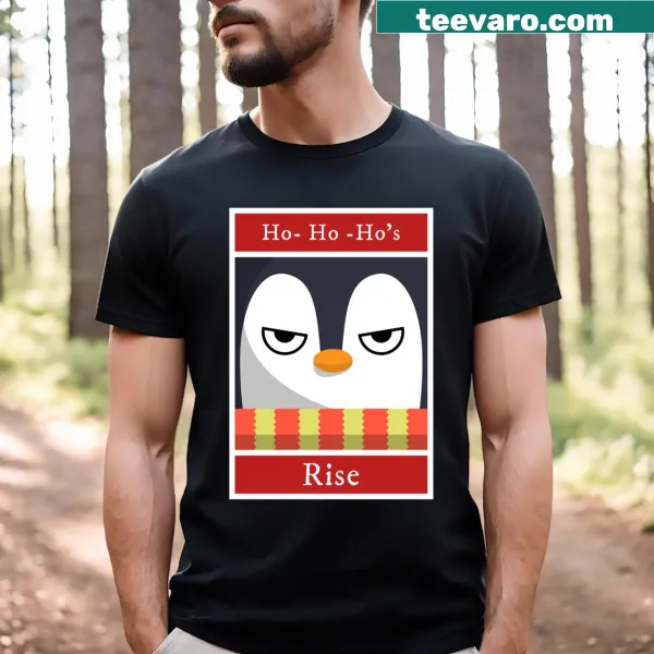 Cute penguin saying Ho Ho Ho on a fun Christmas t-shirt