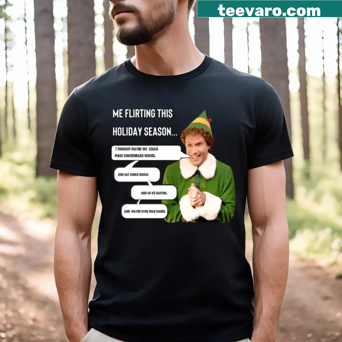 Funny Christmas T-shirt about flirting during the holidays. — on a men's t-shirt