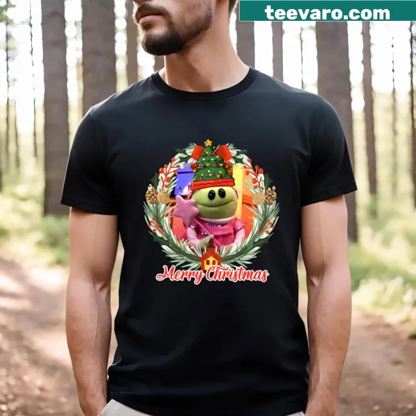 Whimsical Christmas T-shirt featuring a joyful Nanalan character