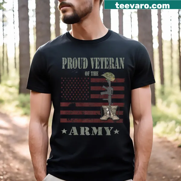 Proud typography design for veterans on a T-shirt